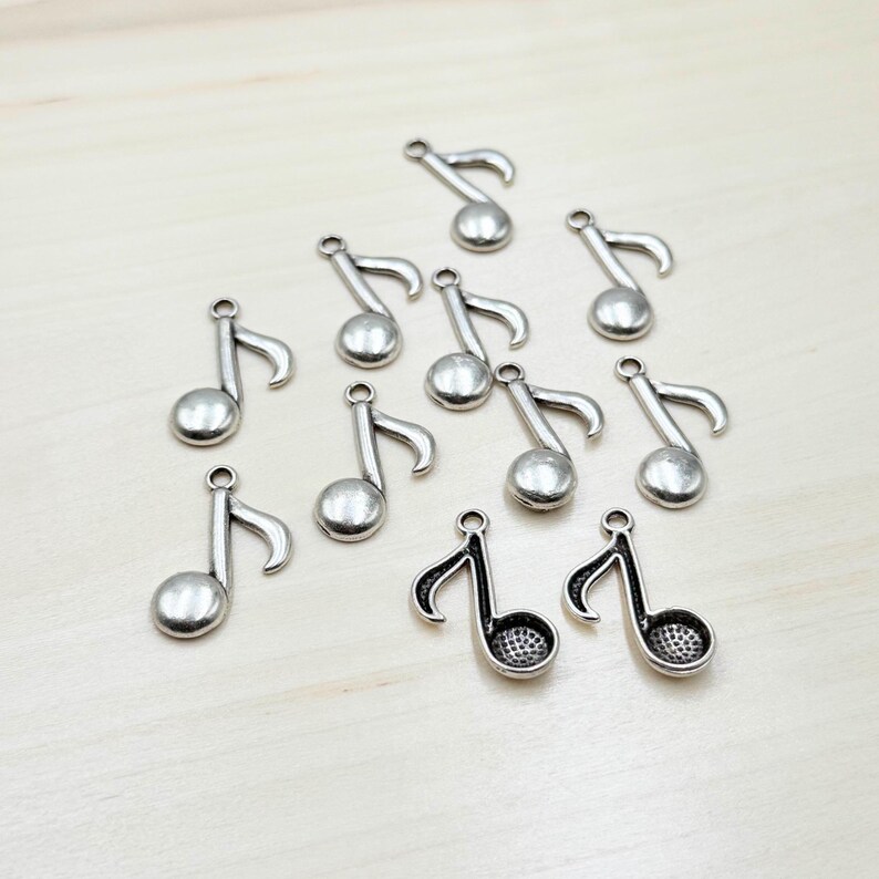 Note Charms 10 Silver Ton Musical Note Bracelet Charm, Note Charm Set, Gift Idea ...