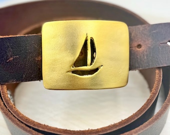 Vintage Gold Tone TD Sailboat Buckle, Small Thelma Deutsch 