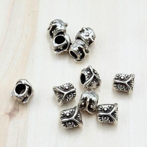 10 Antique Silver Owl Beads: Zinc Metal Alloy Charms