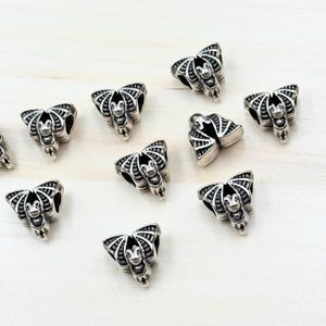 10 Antique Silver Bat Beads: Halloween Jewelry Charms