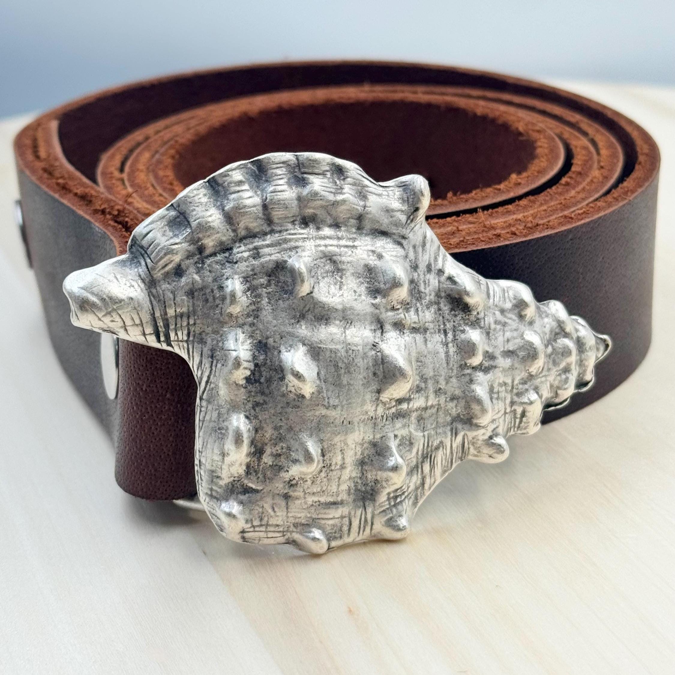 Unique real shell  belt Vintage 1980s Chambered Nautilus Tiger Shell Belt – Modig main image 4