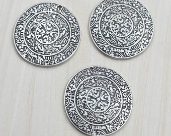 5 colgantes circulares de plata antigua: dijes de aleación de zinc (1,60 pulgadas)
