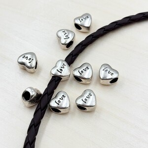 10 Antique Silver Heart Beads: Zinc Alloy Jewelry Making