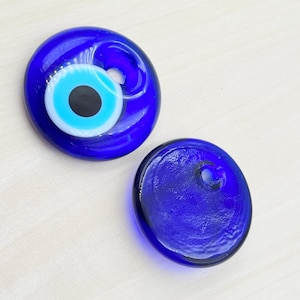 2 Blue Evil Eye Beads: Turkish Nazar Boncuk Charms, Protection Jewelry