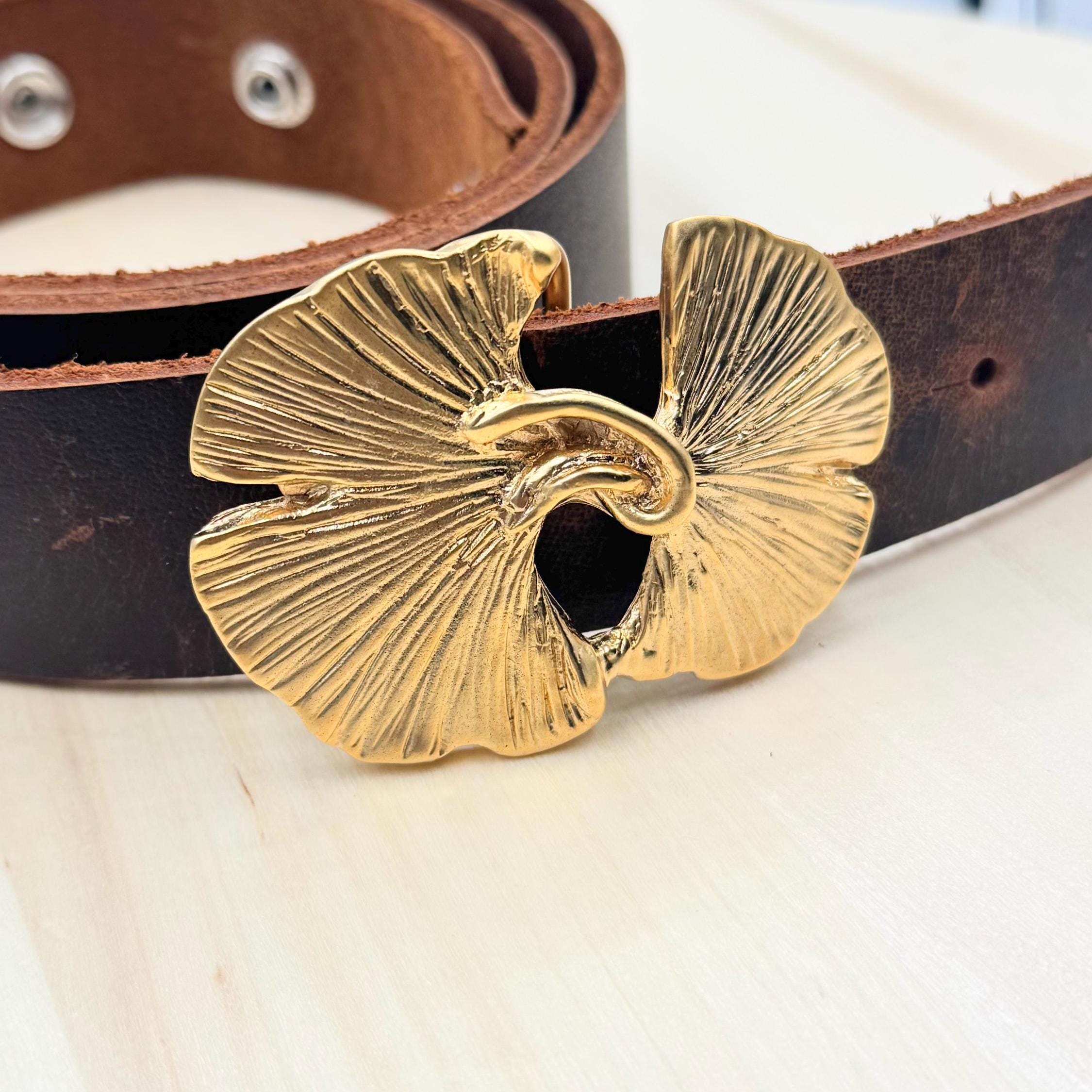 Gold Ginko Leaf Adjustable Belt Gold Ginkgo Leaf Belt Buckle - Nature Inspired Design - Etsy main image 4