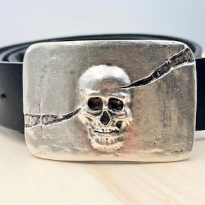 1 Pcs Skull Belt Buckle, Antique Silver Plated, Belt Buckle