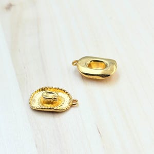 Gold Cowboy Hat Charm: Western Jewelry Pendant, Zinc Alloy