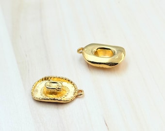 Gold Cowboy Hat Charm: Western Jewelry Pendant, Zinc Alloy