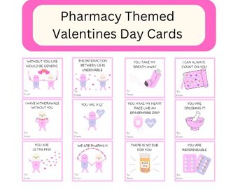 Apotheek Valentijnsdag vierkant roze 12 count | Valentijnscadeau apotheker | Apotheek Valentijnsdag | Cadeaukaartje apotheek