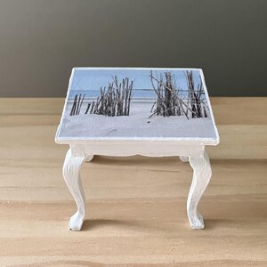 Miniature Coastal Table + Miniature Beach Home Table + Beach House Decor + 1:12 Scale