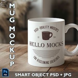 Mug Mockup PSD Mug Mockup Smart Object Realistic 11 oz Mug Mockup White Mug Mockup Boho Photoshop PSD Coffee Mug Mockup 11oz Mug Template