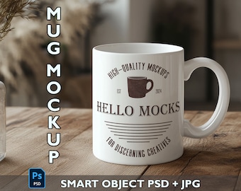 Maqueta de taza PSD Maqueta de taza Objeto inteligente Maqueta de taza realista de 11 oz Maqueta de taza blanca Maqueta de taza de café PSD boho para Photoshop Plantilla de taza de 11 oz