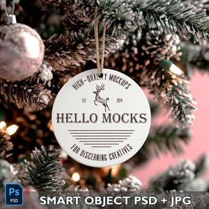 Christmas Ornament Mockup | Photoshop PSD Smart Object Mockup | Holiday Ceramic Ornament Mockup | Smart Mockup | Pink Xmas Ornament Mockup
