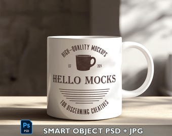 Maqueta de taza Objeto inteligente Maqueta de taza realista Maqueta de taza PSD de 11 oz Maqueta de taza blanca Maqueta de taza de café PSD moderna para Photoshop Plantilla de taza de 11 oz