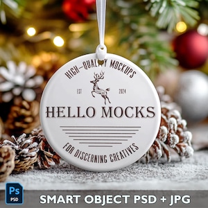 Christmas Ornament Mockup | Photoshop PSD Smart Object Mockup | Xmas Holiday Ceramic Ornament Mockup | Smart Mockup | Round Ornament Mockup
