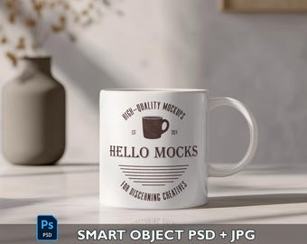 Maqueta de taza realista Maqueta de taza de objeto inteligente Maqueta de taza de 11 oz en formato PSD Maqueta de taza blanca Maqueta de taza de café moderna en formato PSD de Photoshop Plantilla de taza de 11 oz