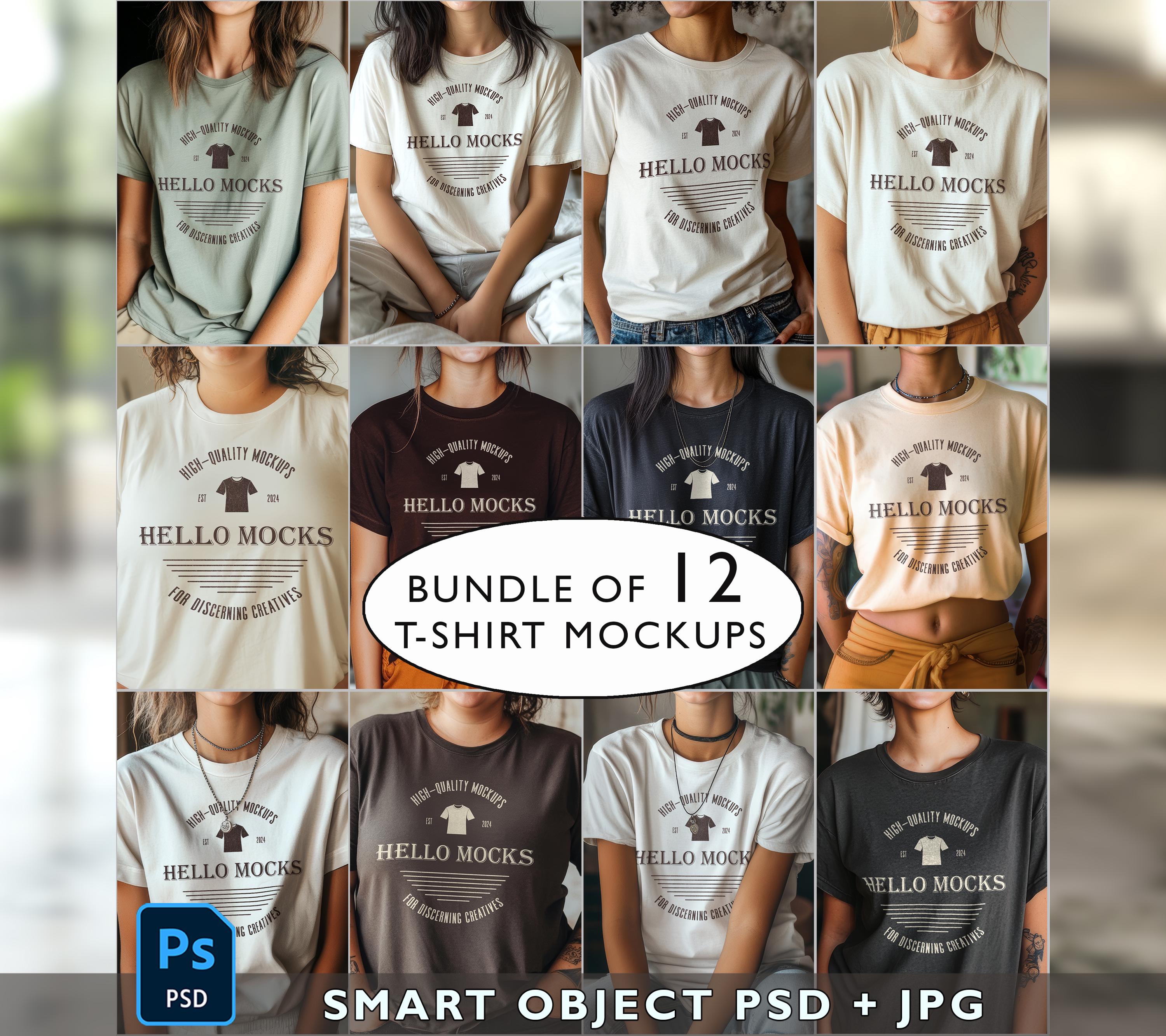 Mockup File Model SET of 12 Tshirt Mockup Bundle PSD T Shirt Mockups Realistic Diverse ...