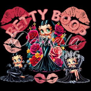 Elegant Betty Boop 20oz Tumbler Wrap PNG – Instant Download, High-Quality Digital File for Sublimation