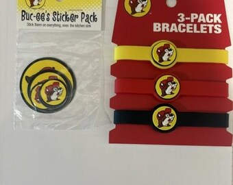 Buc-ee’s Sticker Pack and 3‑Bracelet Bundle – Beaver Logo