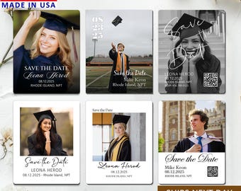 Graduation Save The Date Invitation, Photo Magnets, College or High School Grad Party or Ceremony Invite, Grad Save The Date Magnets