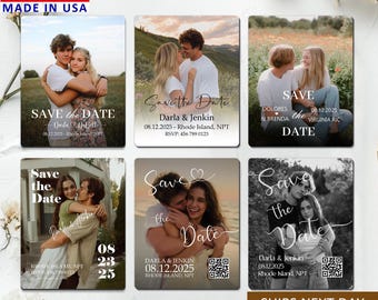 Photo Save the Date Magnet with QR Code, Custom Wedding Invites, Bulk Wedding Save the Date Magnet, Premium Photo Save the Dates Magnets