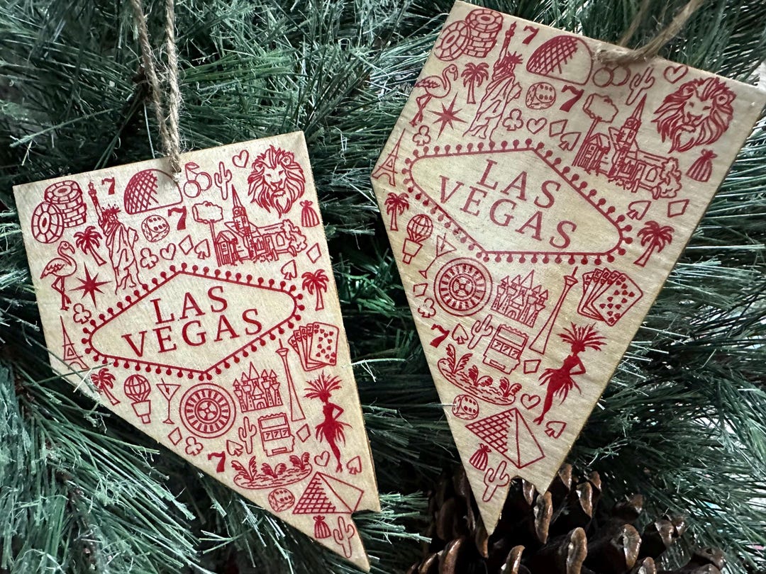 1 - LAS VEGAS Nevada Shaped Wood Wooden Christmas Ornament - Digital ...