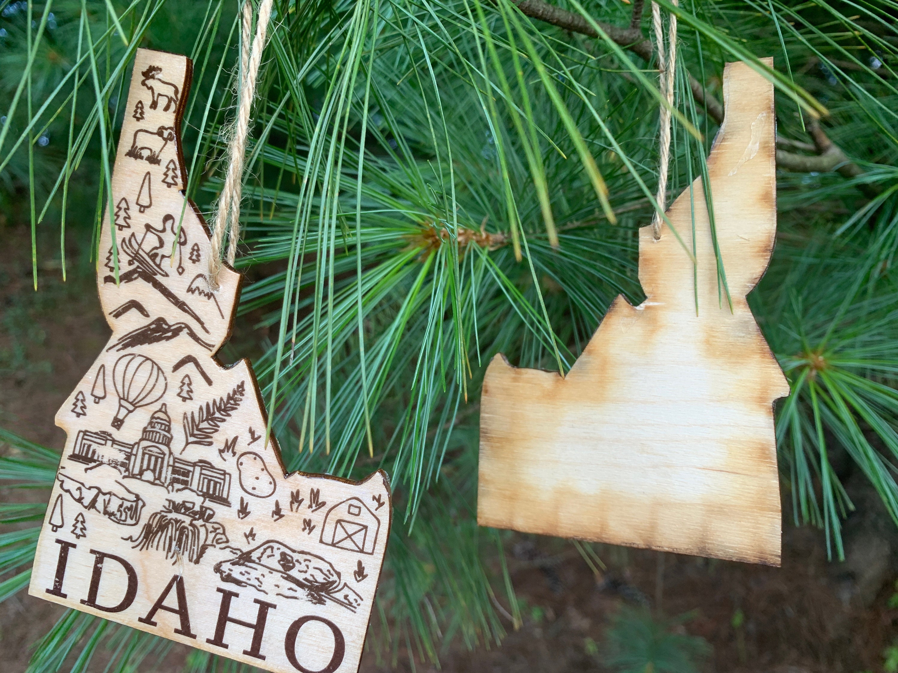 1 - IDAHO Shaped Wood Wooden Christmas Ornament - Digital Design Photo ...