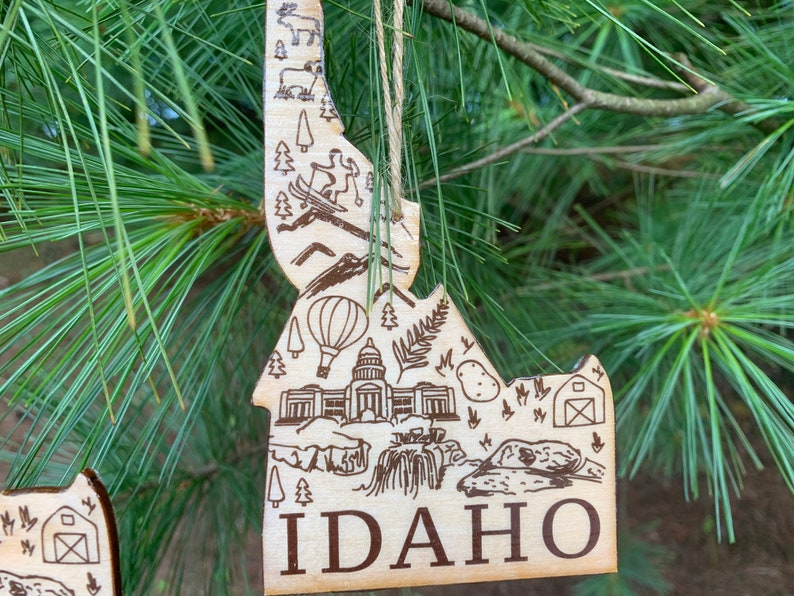 1 - IDAHO Shaped Wood Wooden Christmas Ornament - Digital Design Photo ...