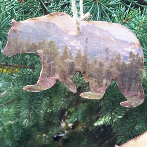 1 - Bear Ornament - Photography - Photo Transfer - ROCKY MOUNTAIN National Park, CO - Wood Christmas