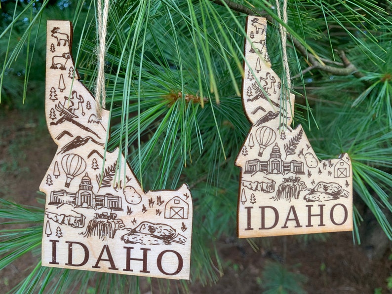 1 - IDAHO Shaped Wood Wooden Christmas Ornament - Digital Design Photo ...