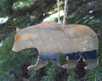 1 - Bear Ornament - Photography - Photo Transfer - OLYMPIC National Park - Pacific Northwest - Wood Christmas Ornament - great gift!