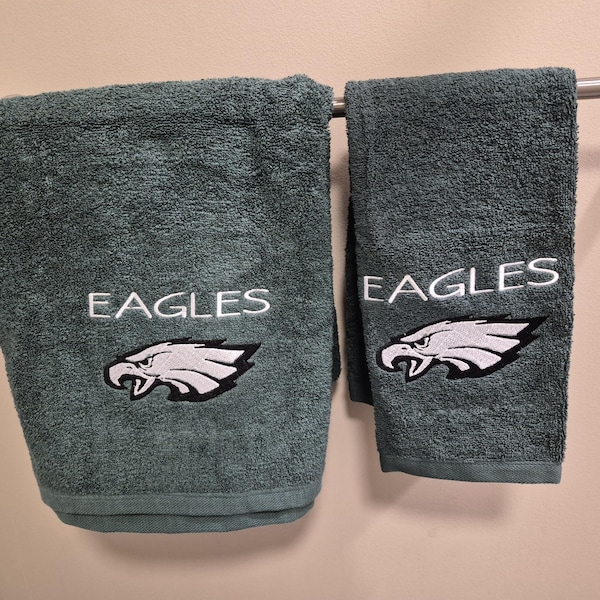 Toalla de baño con pájaros, toallas de baño con águilas, regalo personalizado, cueva de hombre, para él, regalo para fans, regalo de águilas, toalla de águilas