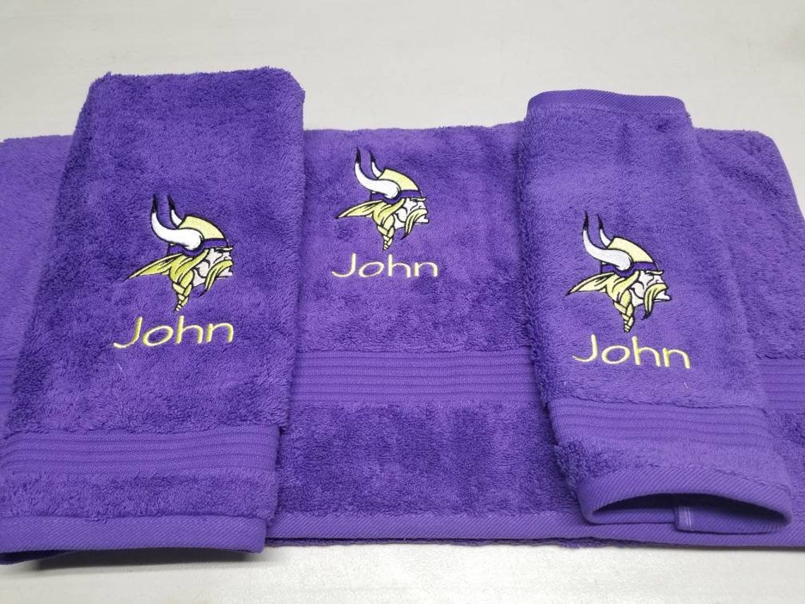 Minnesota Vikings Bathroom Towels Personalized Gift Man Etsy