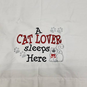Personalized Cat Lover Pillowcase: Embroidered Pet Name Gift