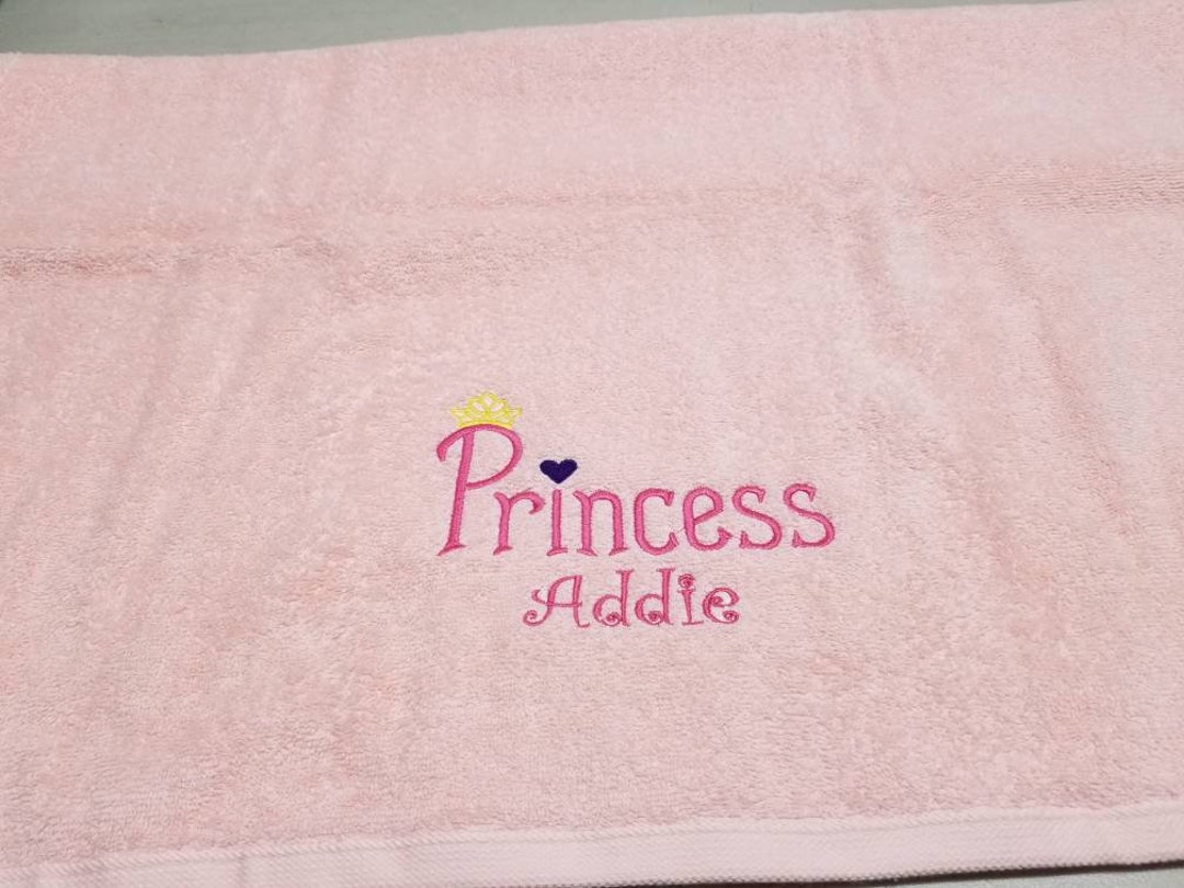 Princess Bath Towel Personalized Princess Towel Embroidered Etsy