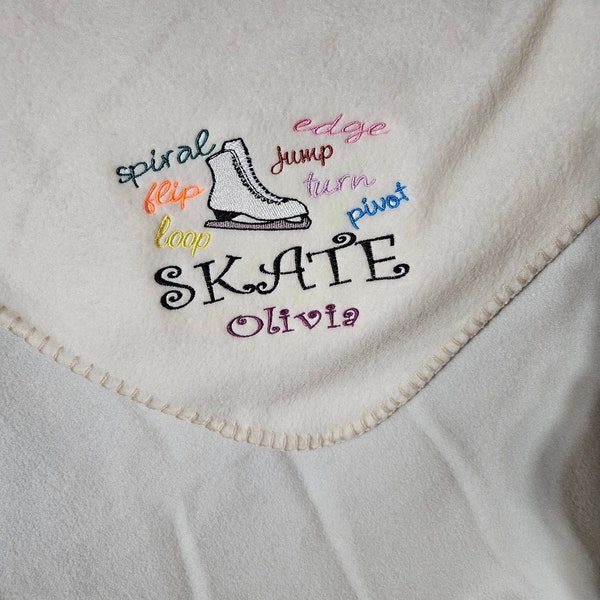 Figure Skating personalized blanket, Ice Skating Throw Blanket, Ice Skating Competition Gift Idea, Ice Skate Wipe, Skate Drying Towel