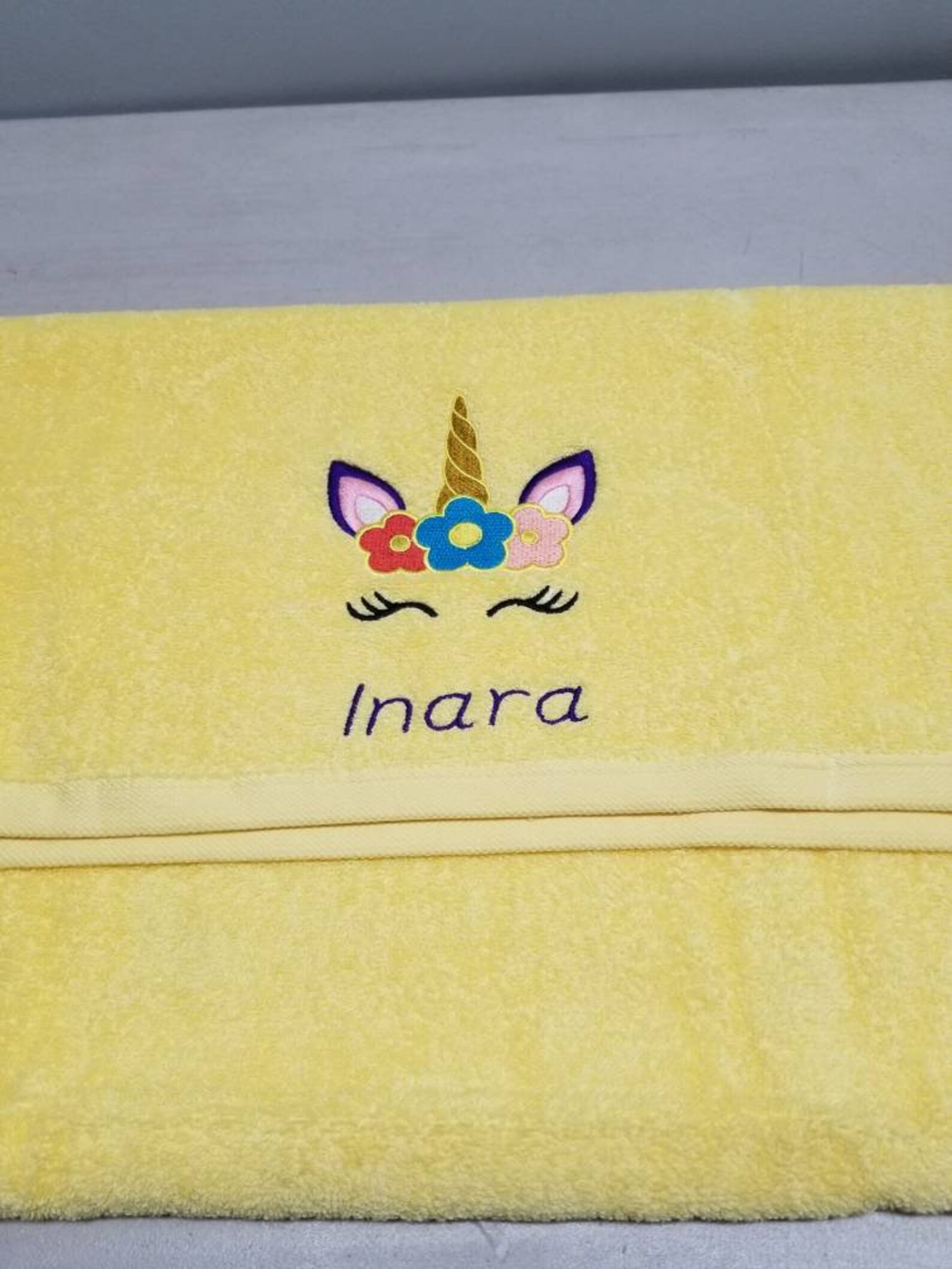 Unicorn Bath Towel Set Bathroom Decor Personalized Girls Etsy