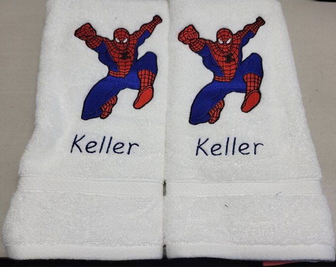 Spider Man Bath Towel Set, Personalized Super Hero Towel, Personalized