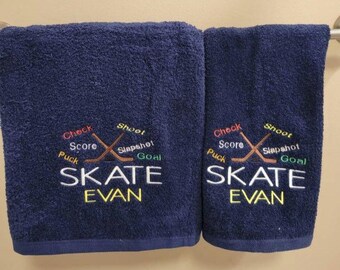 Personalized Hockey Bath Towel, Sports Towel Gift