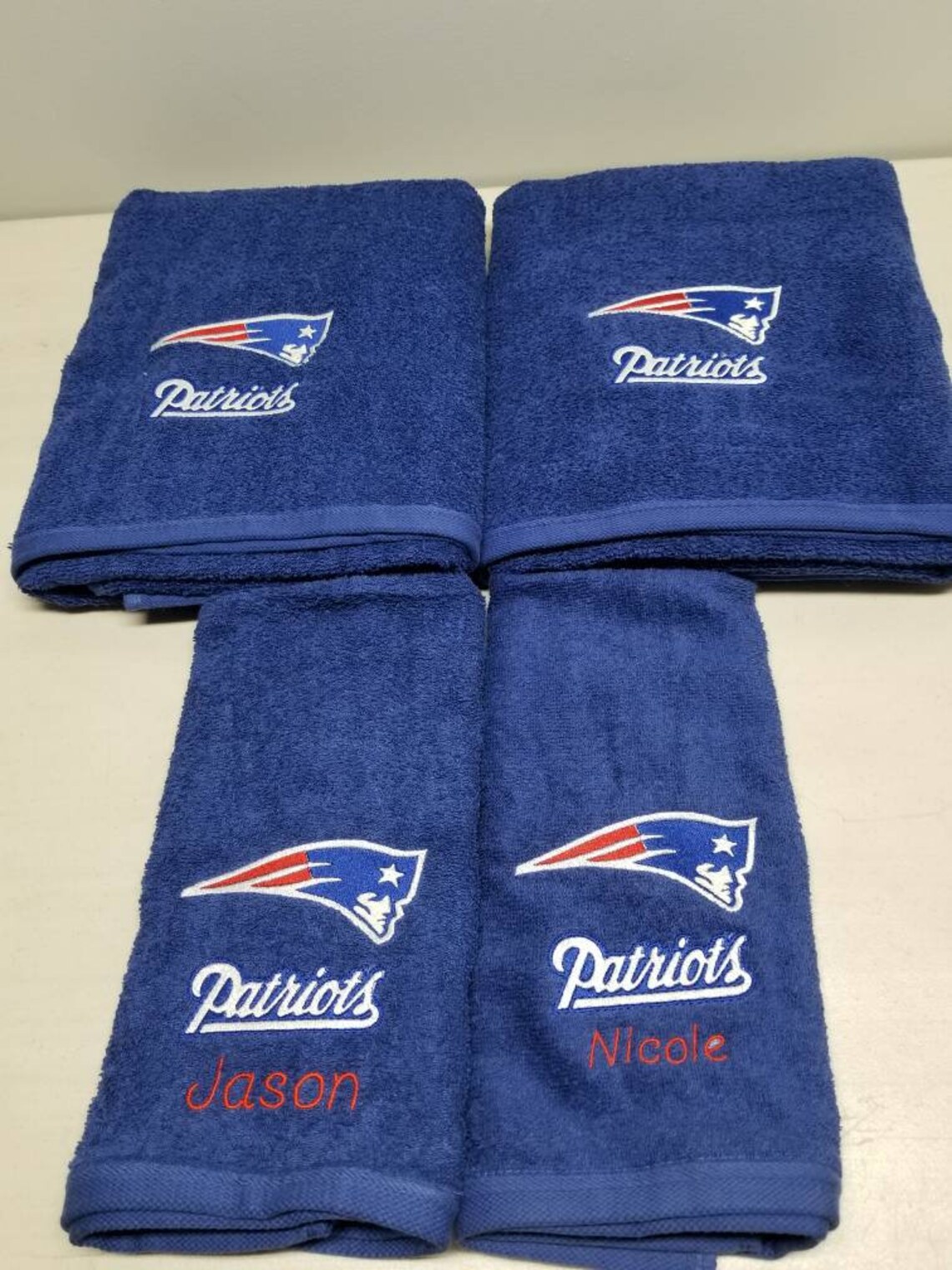 New England Patriots Football Bath Towel Set Personalized Etsy