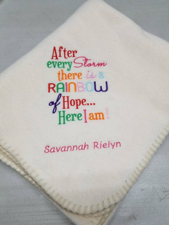 After every Storm comes a beautiful Rainbow Quality Fleece baby blanket colours