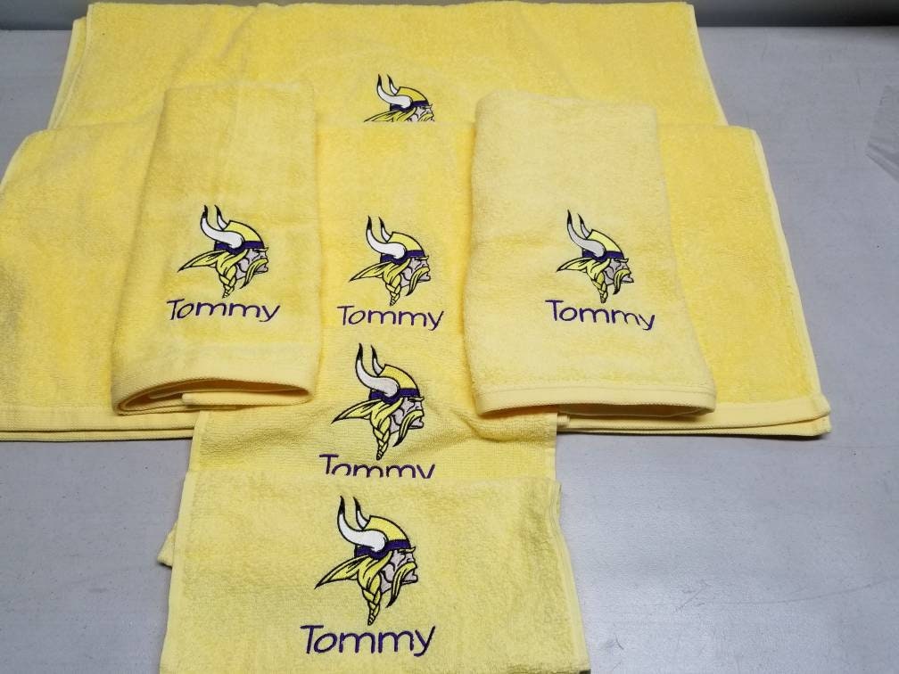 Minnesota Vikings Bathroom Towels Personalized Gift Man Etsy