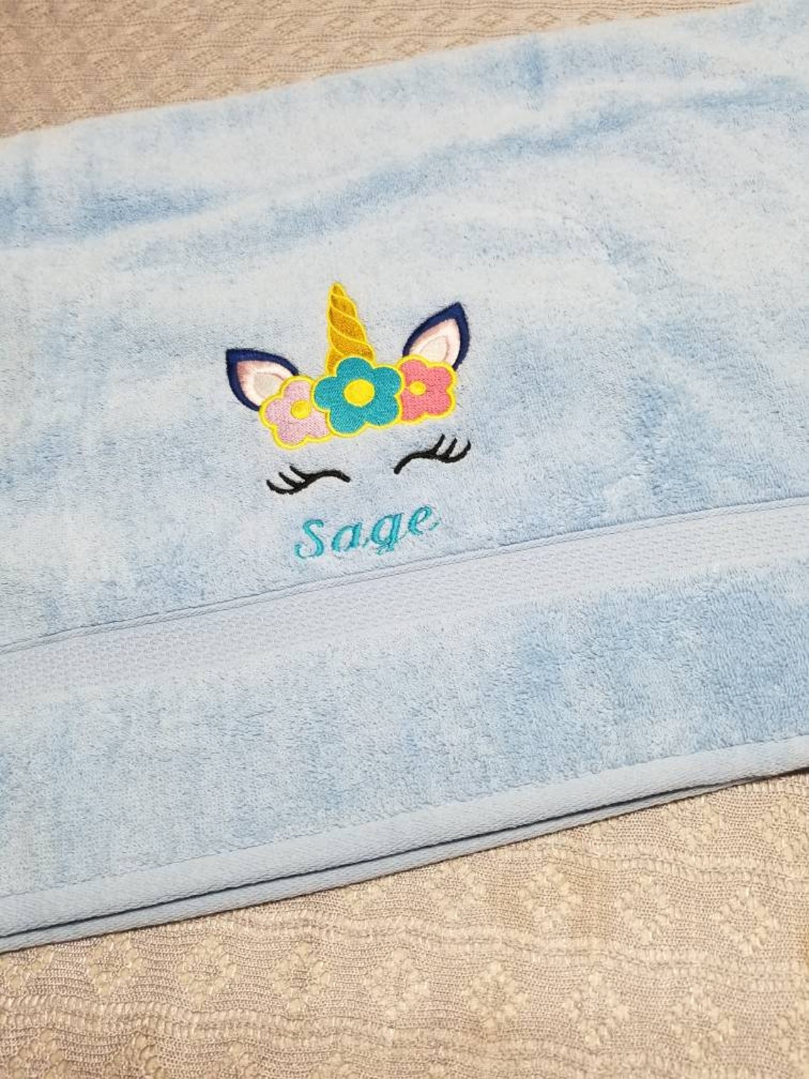 Unicorn Bath Towel Set Bathroom Decor Personalized Girls Etsy
