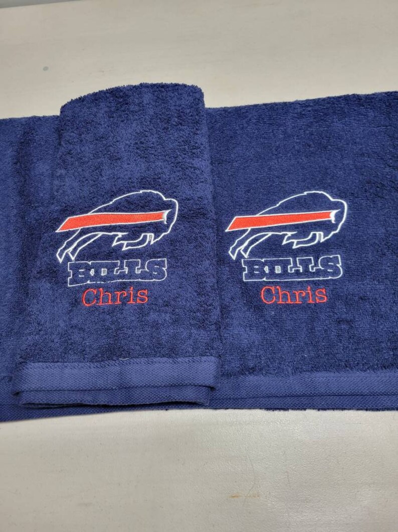 Buffalo Bills Football Bath Towel Set Personalized Gift Etsy