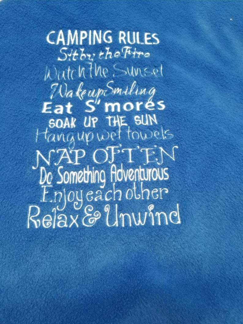 Personalized Camping Blanket Personalized Gift Camping Words Etsy