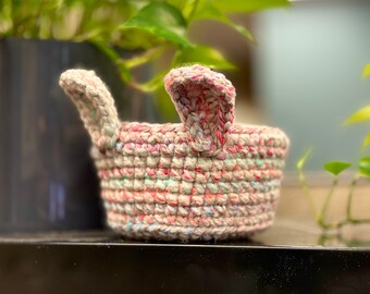 Crochet Easter Basket/Chunky Bunny Crochet Basket/Farmhouse Decor/Home Decor/Spring Decor/Storage