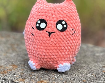 Peluche géante au crochet pour chat, jouet spongieux fait main en chenille