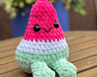 Peluche pastèque en sucre/peluche pastèque au crochet/peluche au crochet/noyau de chalet/jouet visqueux sur commande