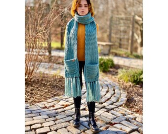 The “Willow” Oversized Pocket Scarf/Super Scarf/Chunky Scarf