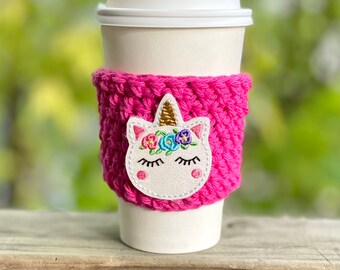Licorne endormie au crochet Coffee Cosy avec appliqué scintillant